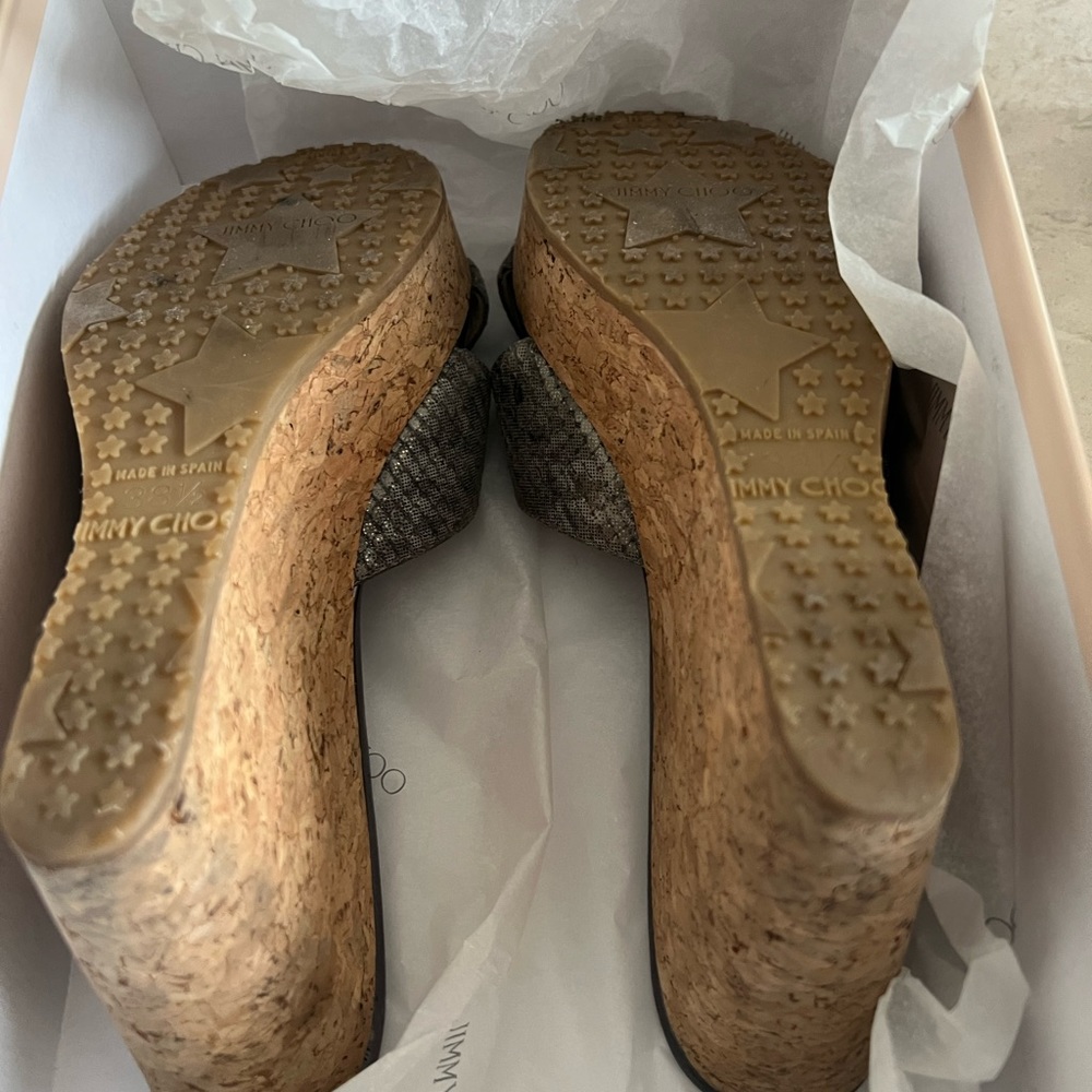 Jimmy Choo Grey Snake Print Wedge Slides - image 6